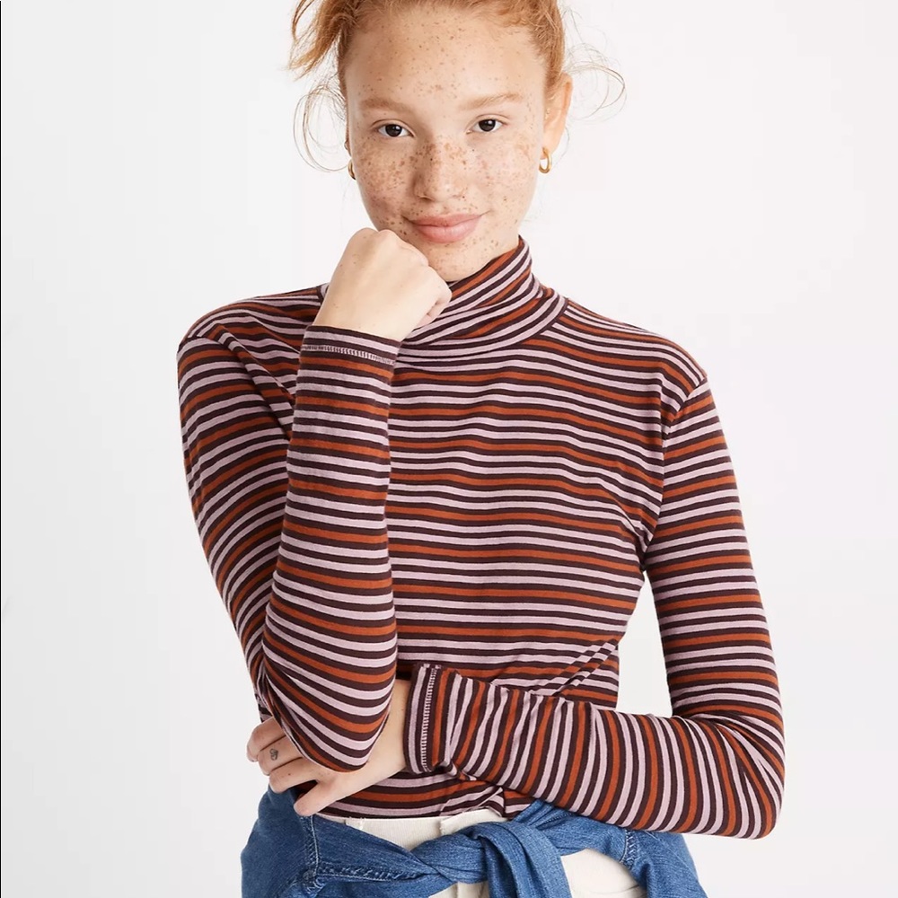 Madewell Whisper Cotton Turtleneck / Walker Stripe